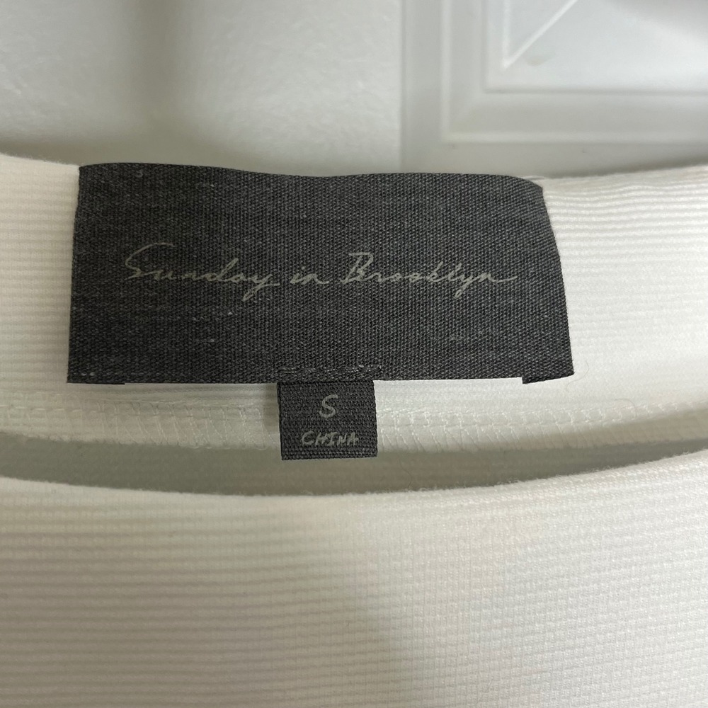 Anthropologie Sunday in Brooklyn Lace Sleeve Blouse Small White Boho - Picture 10 of 13